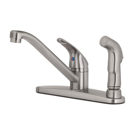 OAKBROOK COLLECTION Essentials One Handle Brushed Nickel Kitchen Faucet for Side Sprayer Included 4876389